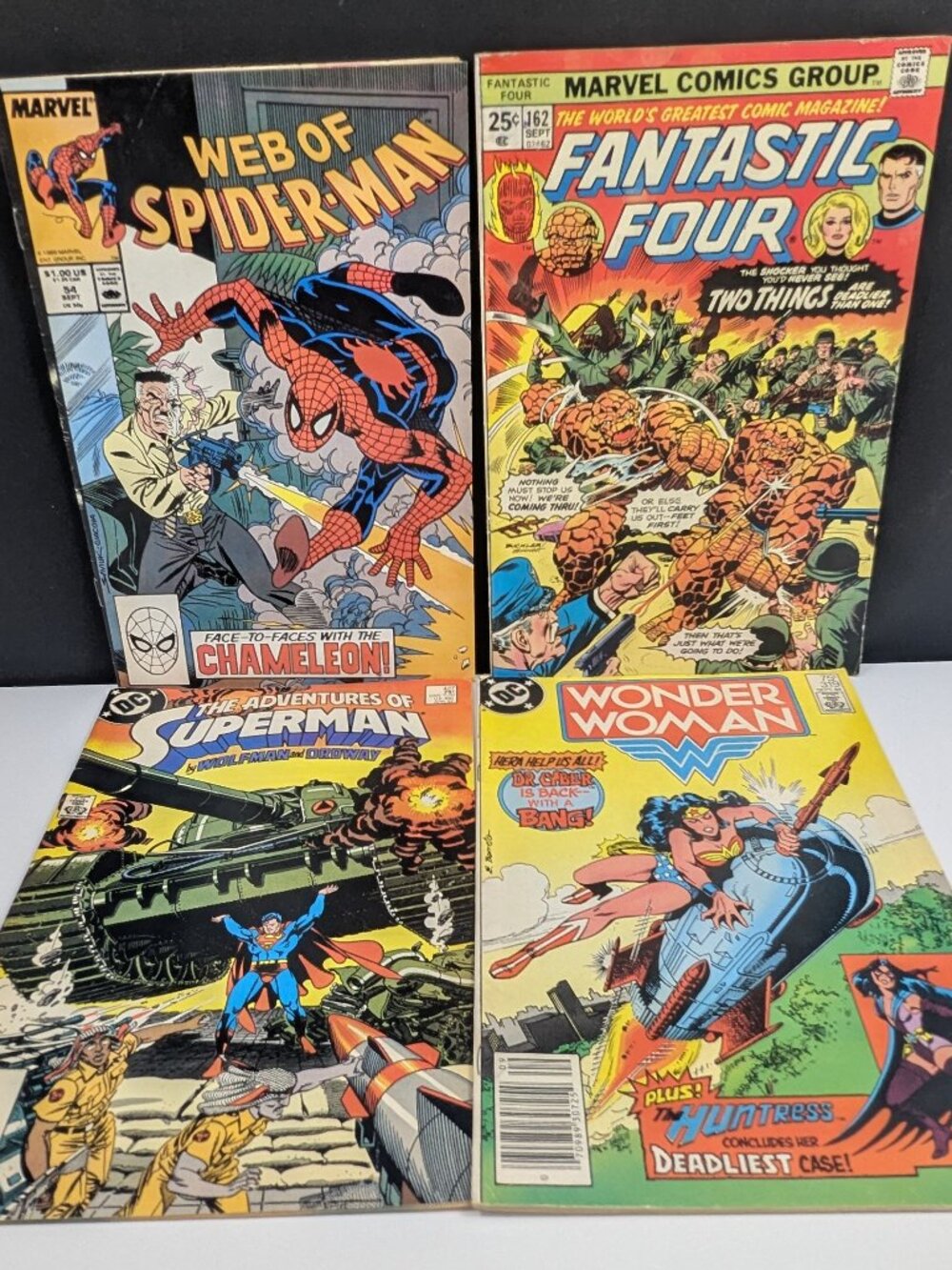 Four vintage Action packed Comics Marvel & DC